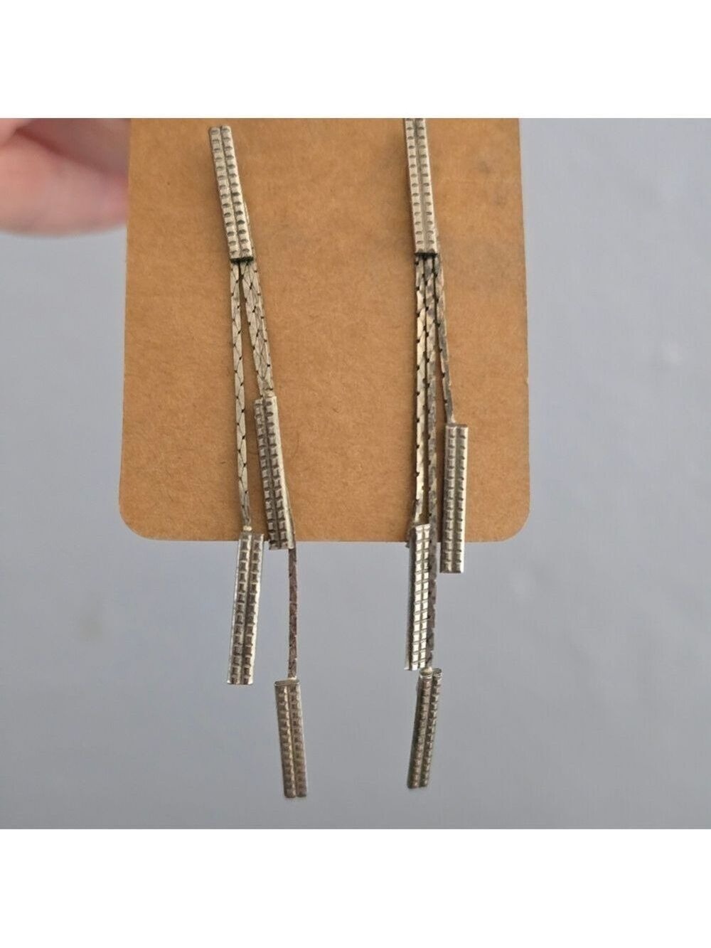 Two Pair Snake Chain Silver Dangle Drop Earrings With Pearls - Picture 11 of 14